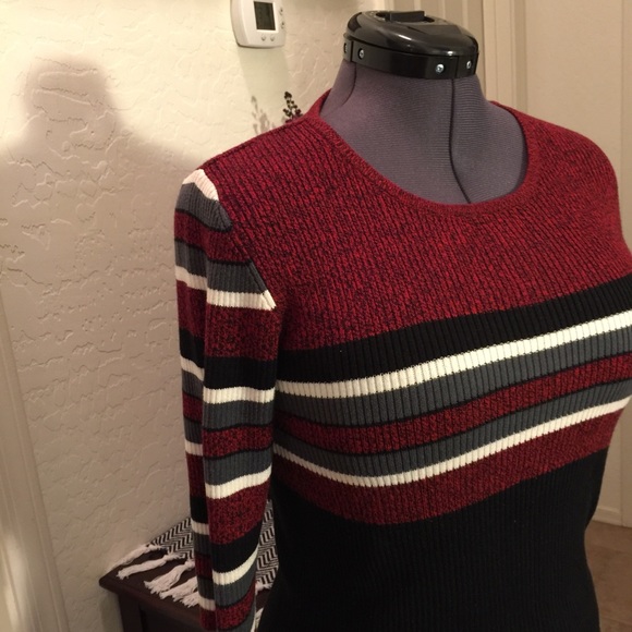 💗Dark red knit top with mid/sleeves SZ-P LG - Picture 13 of 16